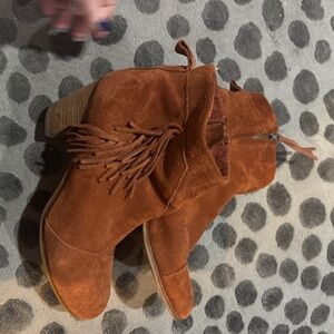 Toms Suede Fringe Ankle Boots - Brown